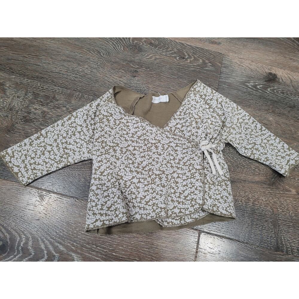 Jamie Kay Organic Wrap Top Hawthorn On Liberty Olive Green Size 6-12 Months #6